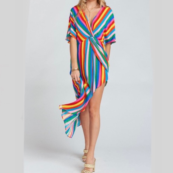Show Me Your MuMu Dresses & Skirts - Mumu Get Twisted Maxi Dress Tulum Stripe Rainbow S